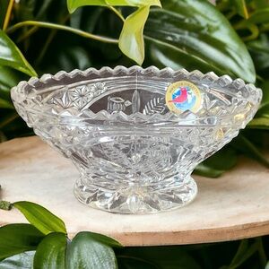 Vtg Hofbauer The Byrdes Collection Lead Crystal Mini Trinket Candy Dish Bowl